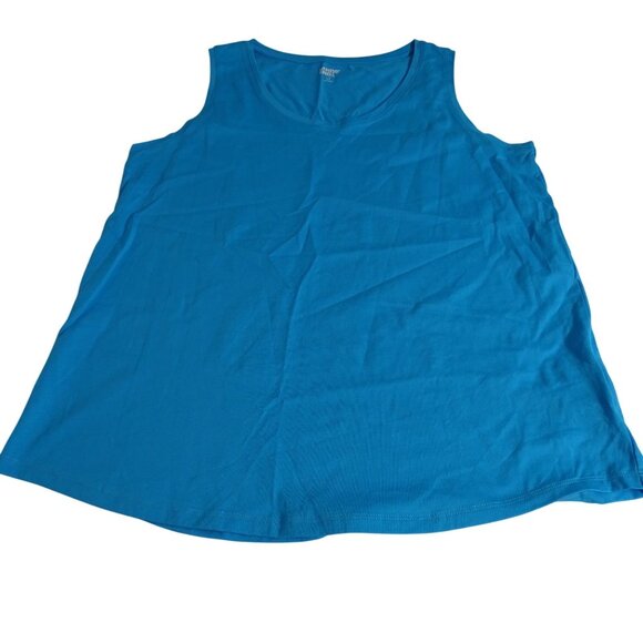 Lands End Blue Tank Top Women Petite Size LP 14P 16P Sleeveless Loose Fit NEW - Picture 1 of 7
